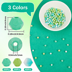 1000個3色ベーキングペイントガラスシードビーズ  双円錐形  グリーン  4.5x4mm  穴：1mm&nbsp;SEED-SP0001-07B