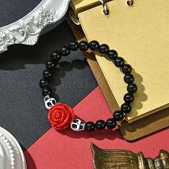 Halloween Theme 7.5mm Round Acrylic Beaded Stretch Bracelets&nbsp;BJEW-JB10881