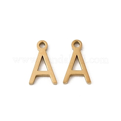 304ステンレススチールチャーム26個  a～zの文字  イオンプレーティング（ip）  ゴールド  8x2~7x1mm  穴：1mm&nbsp;STAS-B128-02G