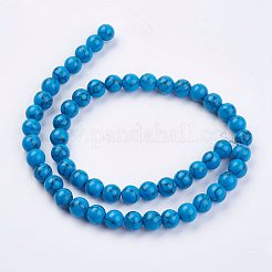 イミテーション合成ターコイズビーズ連売り  染め  ラウンド  ブルー  8mm  穴：1mm  約50個/連  14.7インチ&nbsp;G-F434-8mm-02