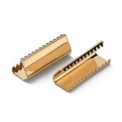 真鍮製カシメリボン止めエンドパーツ  圧着端のパーツ  ライトゴールド  20x7.5mm&nbsp;KK-WH0046-34C-LG