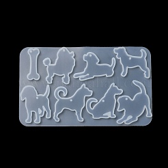 犬のDIYペンダントシルエットシリコンモールド  レジン型  UVレジン用  エポキシ樹脂工芸品作り  87x144x4mm  穴：1.8mm  内径：33~43x31~44mm&nbsp;SIL-F010-05