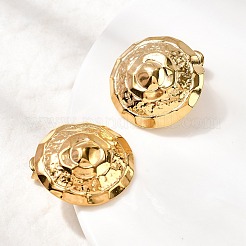 304 Stainless Steel Hammered Textured Flat Round Stud Earrings&nbsp;EJEW-K268-50G