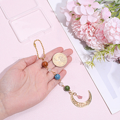 1Pc Alloy & Handmade Porcelain & Natural Strawberry Quartz & Imitation Jade Glass Hanging Ornaments&nbsp;HJEW-BM0001-86