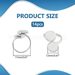 14Pcs 304 Stainless Steel Open Cuff Ring Findings&nbsp;FIND-PH0002-56B
