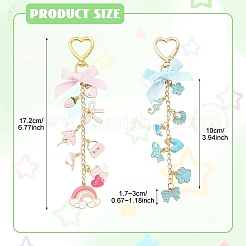Alloy Enamel & ABS Plastic Pearl & Aluminium Curb Chains Pendant Decorations&nbsp;HJEW-YW00510