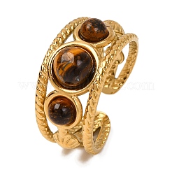 Round Natural Mixed Stone Finger Rings&nbsp;RJEW-Q822-31G