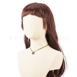ナチュラルラピスラズリドーナツペンダントネックレス  女性用 304 ステンレススチール フィガロチェーン付き宝石ネックレス  ゴールドカラー  15.87インチ（40.3cm）&nbsp;NJEW-JN03815-04