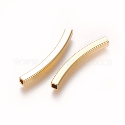 304ステンレスチューブビーズ  角穴  ゴールドカラー  40x4x4mm  穴：2.5~3.2mm&nbsp;STAS-L226-057D-G