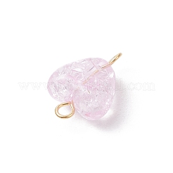 透明なアクリルパーツ  ハート  304ステンレススチールループ付き  ゴールドカラー  15x11x6.5mm  穴：1.8mm&nbsp;PALLOY-JF04179-02