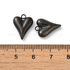 イオンプレーティング（IP）304ステンレスペンダント  ハートチャーム  ブラック  15x12x3.5mm  穴：1.8mm&nbsp;STAS-A076-13B