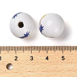 天然木ヨーロッパビーズ  オーシャンシリーズ 16mmプリント ロータスビーズ  大穴ビーズ  ツリー  16x15mm  穴：4mm&nbsp;WOOD-S059-01G