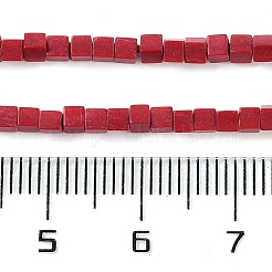 天然石瑪瑙ビーズ連売り  染め  キューブ  暗赤色  2x2x2mm  穴：1mm  約150個/連  15.08インチ（38.3cm）&nbsp;G-M422-A01-04K