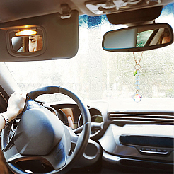 Teardrop Glass & Acrylic Flower Car Mirror Pendant Decorations&nbsp;HJEW-DR00051