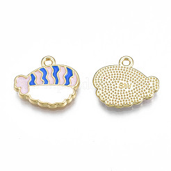 メッキ合金エナメルチャームラック  カドミウムフリー＆ニッケルフリー＆鉛フリー  魚  ミックスカラー  15x17x2mm  穴：1.5mm&nbsp;X-PALLOY-T077-169