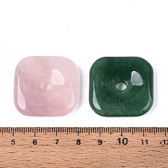天然石&合成ミックスストーンペンダント  スクエアチャーム  染めと未染色の混合  30x30x6~7mm  穴：5mm&nbsp;G-T142-45