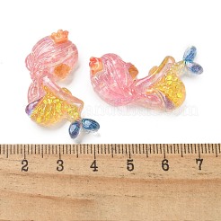 樹脂カボション  スパンコール入り  人魚  ミックスカラー  32.5x22x7mm&nbsp;RESI-R456-03