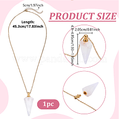 Natural Quartz Crystal Faceted Cone Pendant Perfume Bottle Necklaces with 304 Stainless Steel Cable Chain&nbsp;NJEW-WH0002-266F