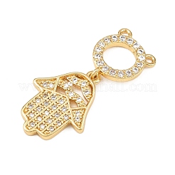 Brass Micro Pave Clear Cubic Zirconia Pendants&nbsp;KK-F919-41B-G