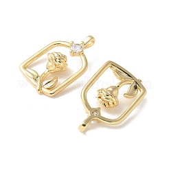 Brass Micro Pave Clear Cubic Zirconia Pendants&nbsp;KK-Q031-12G