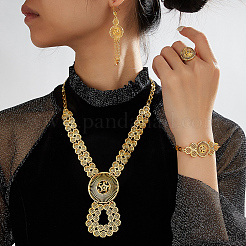 Alloy Hollow Round Bracelets & Earrings & Necklaces & Rings Sets for Women&nbsp;MF2004
