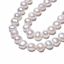 天然養殖淡水パールビーズ連売り  ポテト  貝殻色  6~7.5x6.5~8x4~6mm  穴：0.8mm  約46~47個/連  13.98インチ〜14.25インチ（35.5cm〜36.2cm）&nbsp;X1-PEAR-N014-07C