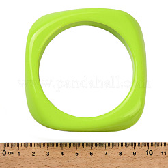 女性用アクリルバングル  正方形  緑黄  7/8インチ（2.1cm）  内径：2-5/8インチ（6.55cm）&nbsp;BJEW-G356-01B