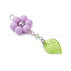 アクリルと304ステンレス鋼の大きなペンダント  花  ステンレス鋼色  52x16x6mm  穴：3mm&nbsp;PALLOY-JF04512-02