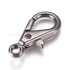 合金製カニカン  ガンメタ色  28x15x5mm  穴：3mm&nbsp;PALLOY-WH0070-21B