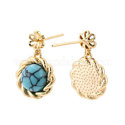 Brass & Synthetic Turquoise Stud Earring Findings&nbsp;KK-N258-18G
