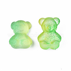 クリアアクリルカボション  ツートン  クマ  緑黄  17x13x7mm&nbsp;TACR-N006-15A-03