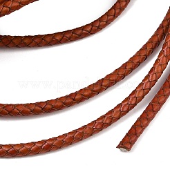 芯入り編み革紐  革のアクセサリーコード  ジュエリーDIY製版材料  染め  ラウンド  サドルブラウン  5mm  約10.94ヤード（10m）/バンドル&nbsp;WL-F009-5mm-06