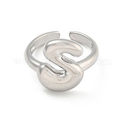 Brass Letter Open Cuff Rings for Women&nbsp;RJEW-G313-01S-P