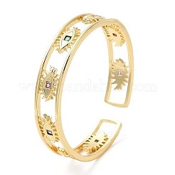 Colorful Cubic Zirconia Cuff Bangle&nbsp;BJEW-D058-03B-G-02