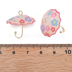 アクリルパーツ  傘  真鍮のパーツと  ファイヤーブリック  21.5x22mm  穴：2mm&nbsp;MACR-C035-01E