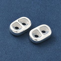 真鍮シリコンスライドチャーム  ラックめっき  ニッケルフリー  オーバル  925銀メッキ  12.5x8.5x4mm  穴：2mm&nbsp;KK-C099-06B-S