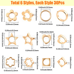 180Pcs 6 Styles 2-Hole CCB Plastic Beads Frame&nbsp;CCB-SP0001-10G