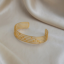 Vintage 304 Stainless Steel Layered Striped Open Cuff Bangles for Women&nbsp;XP3828