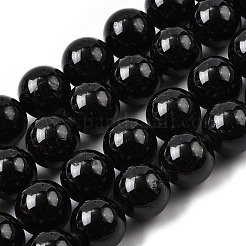 Natural Black Tourmaline Beads Strands&nbsp;G-G763-01-12mm-A