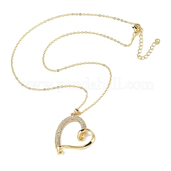 Brass Micro Pave Clear Cubic Zirconia Heart Pendant Necklaces for Women&nbsp;NJEW-R027-01G-02