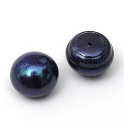 半円形の天然養殖淡水真珠ビーズ  染め  片穴  プルシアンブルー  12~13x7~8mm  半分穴：0.8mm  12のペア/カード&nbsp;PEAR-R015-51