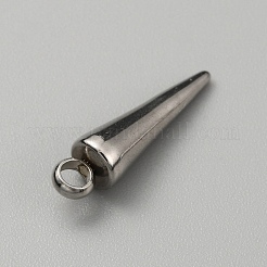 304ステンレススチールチャーム  スパイク/コーン チャーム  ステンレス鋼色  14x4mm  穴：1.4mm&nbsp;X-STAS-WH0029-84A-P