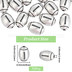 チベットスタイルの合金ビーズ70個。  ラグビー  アンティークシルバー  11x8mm  穴：1.4mm&nbsp;FIND-PA0001-44