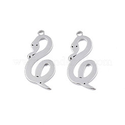 変色しない201ステンレススチールペンダント  ヘビ  ステンレス鋼色  29.5x13.5x1.5mm  穴：2mm&nbsp;STAS-T063-175P