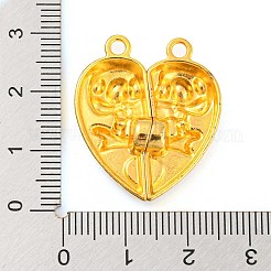 合金磁気ペンダント  頭蓋骨とハート  ゴールドカラー  27x24x7mm  穴：2mm&nbsp;PALLOY-Z020-02G