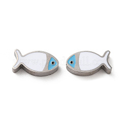 304ステンレススチールビーズ  エナメル  ステンレス鋼色  魚  ミックスカラー  7x13.5x3mm  穴：1.8mm&nbsp;STAS-C074-10P