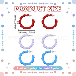 3 Pairs 3 Colors Acrylic C-Shaped Stud Earrings&nbsp;EJEW-GO0002-15
