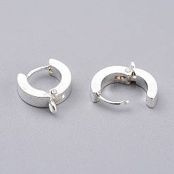 304 ステンレススチール ハギー フープ イヤリング ファインディング  垂直ループ付き  リング  銀  12x9x4mm  穴：1.5mm  ピン：1mm&nbsp;STAS-I167-01C-S