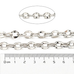 合金ダップチェーン  溶接されていない  スプールで  プラチナメッキ  10.3x8.3x2mm  約3.28フィート（1m）/ロール&nbsp;LCHA-K001-03P