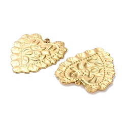 304ステンレスペンダント  花とハート  イオンプレーティング（ip）  18KGP本金メッキ  40x38x2.5mm  穴：2.5mm&nbsp;STAS-C152-19A-G